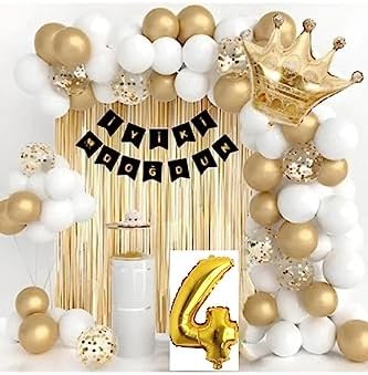 Kral Taçlı Yaş Folyolu Doğum Günü Beyaz Balon Seti bmcNM846