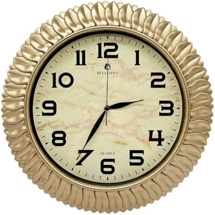 BL-1074 Serisi Klasik Kadran Yaprak Desenli Sessiz Akar 30 cm Duvar Saati