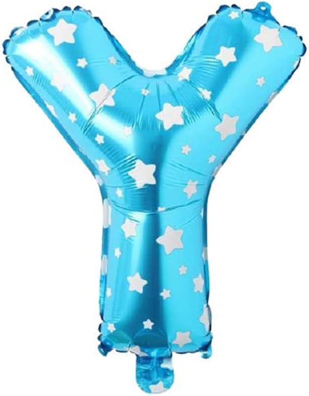 Y Harfi 16 İnç Mavi Yıldızlı Renk Folyo Balon 36 CM (Mavi)