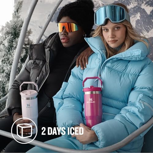 IceFlow Flip Straw Tumbler Pipetli Termos Bardak, Simli Pembe (Shimmer), 0.89 Litre