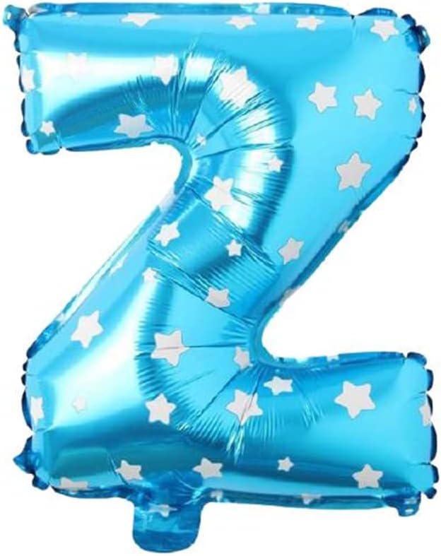 Z Harfi 16 İnç Mavi Yıldızlı Renk Folyo Balon 36 CM (Mavi)
