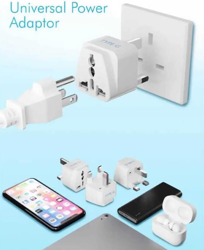 Amerikan, İngiltere,, Hong Kong, Irlanda, Kıbrıs Seyahat Fişi Adaptörü Tip G Plug Adapter Üniversal 3 Pinli İngiliz Fiş Tersi 1 Adet ES5150