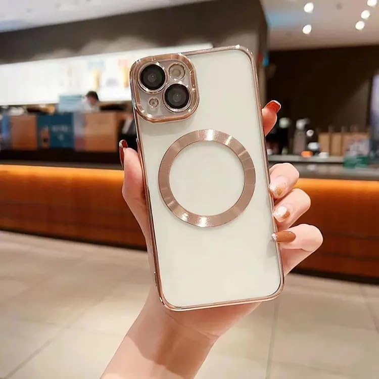 13 ile Uyumlu Laser Şeffaf Parlak Arka Yüzey Ve Logo Detaylı Kenarları Silikon Yapıya Sahip Lens Koruyuculu Kılıf (Altın Rengi)