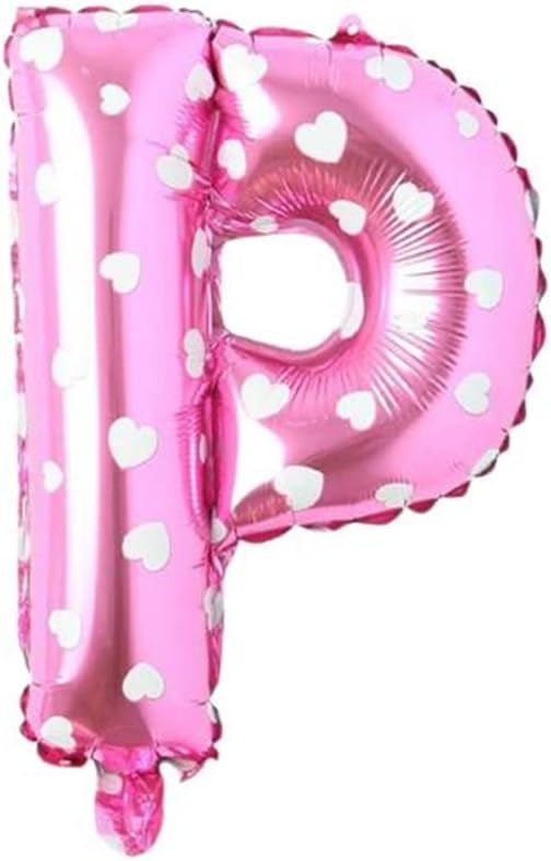 P Harfi 16 İnç Pembe Kalpli Renk Folyo Balon 36 CM (Pembe)