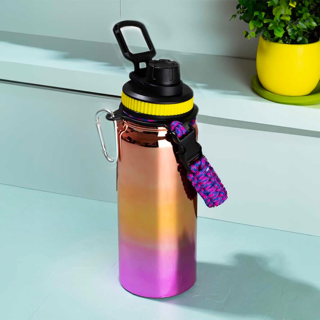 1395-1 Paslanmaz Çelik Sızdırmaz Çift Katmanlı Taşıma Askılı Çay Kahve Termosu Bakır 700 ml