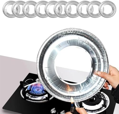10'lu Paket Ocak Koruyucu Yağ Geçirmez Alüminyum Folyo Ped, Yeniden Kullanılabilir Dayanıklı Temiz Hijyenik Mutfak İçin (22 Cm x 22 Cm)