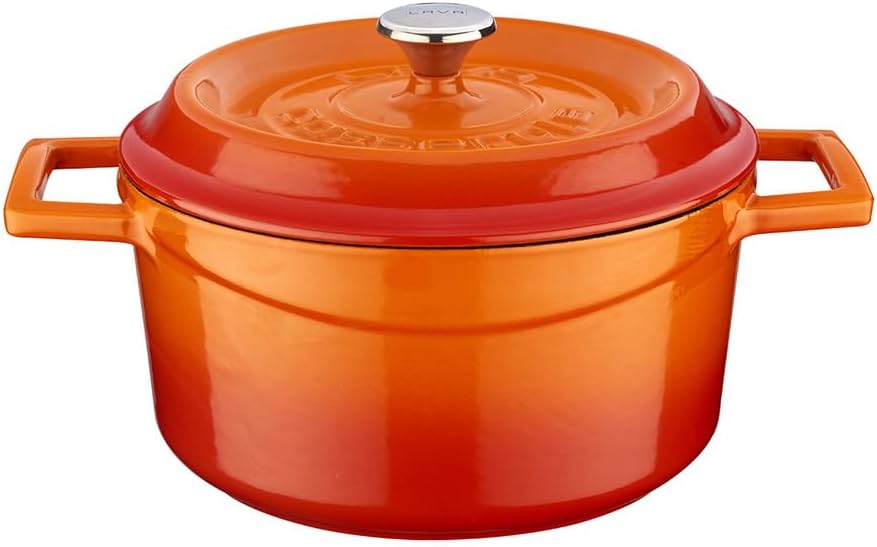 Metal Döküm Yuvarlak Tencere, 20 cm, Turuncu