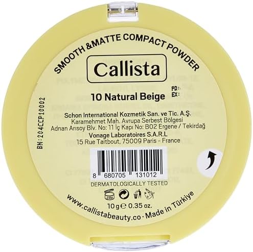 Callista Smooth Matte Compact Powder Mat Görünümlü Pudra 10 Natural Beige