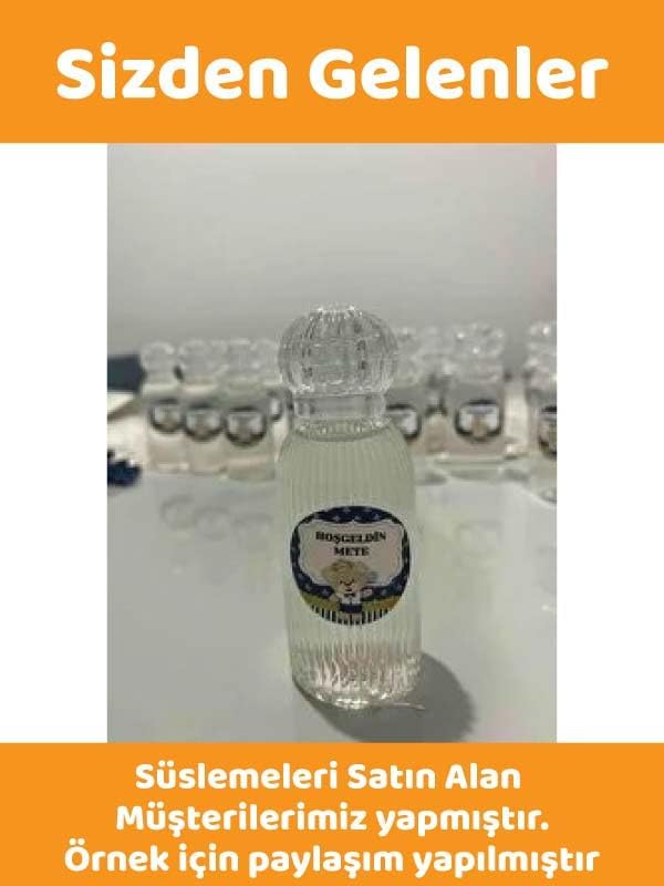 25 Adet 50 ML DNZ21TAÇ Dezenfektan Kolonya Parfüm Hediyelik Nikah Nişan Düğün İçin Boş Plastik Şişe