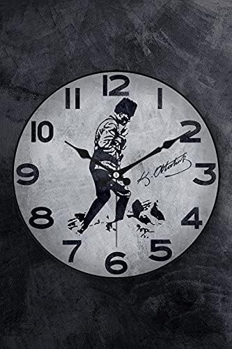 36 Cm Gerçek Cam Akar Saniye Sessiz Mekanizma Dekoratif Atatürk Duvar Saati