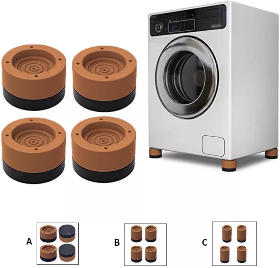 Beyaz Eşya Ayağı Çamaşır Makinesi Mobilya Titreşim Önleyici Kaydırmaz 4 Lü Set KAHVERENGİ (8,5 CM)