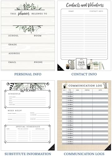 Dellosa Çiftlik Evi Öğretmen Ajandası, 20,32 cm x 27,94 cm Tarihsiz Öğretmen Ajandası, Planlayıcı Çıkartmaları, Sınıf Organizasyonu ve Çiftlik Evi Sınıf Dekoru için Modern Çiftlik Evi Öğretmen Ders Planlayıcısı