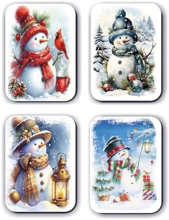 4 lü Simli Yılbaşı Magneti Yeniyıl Kardan Adam (5,5 x 8 cm)