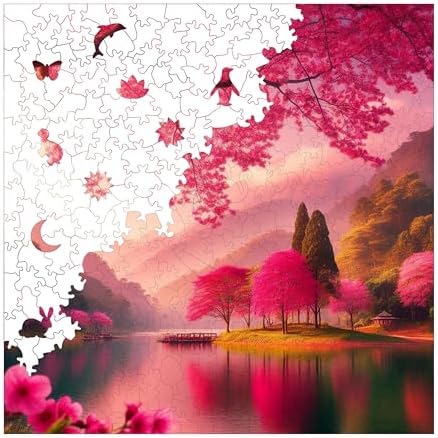 - Ahşap Puzzle Yetişkinler için - Sakura Huzuru Benzersiz Parçalı Puzzle - 353 Parça Ahşap Yapboz - Yapıştırıcı Folyo Dahil - Dekoratif Ahşap Puzzle - 29x29 cm - S1-25