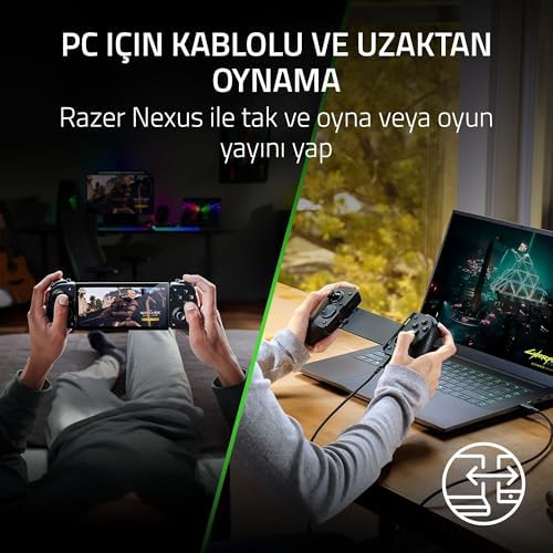 Kishi V3 Pro -, akıllı telefonlar ve tabletler için tam boyutlu mobil kontrol cihazı 8" - USB-C - Kaymayı önleyen analog çubuklar (Sensa HD Haptics, Nexus App) Siyah