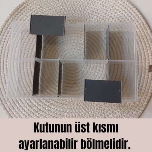 Ayarlanabilir Plastik Bölmeli Çok Amaçlı Taşınabilir Şeffaf Organizer Kutusu Makyaj Hobi Saklama Kutusu Ofis Masa İçin Araç-Gereç Kabı (Şeffaf, Orta)