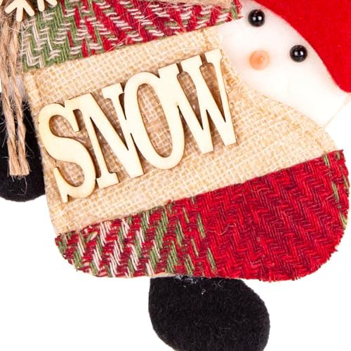 Yılbaşı Süsü Kardan Adam Çorap Figürlü Kırmızı 16x17 Cm.