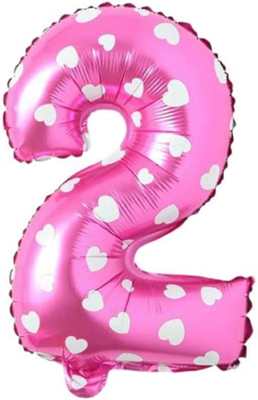 2 Rakamlı 16 İnç Pembe Kalpli Folyo Balon 36 CM (Pembe)
