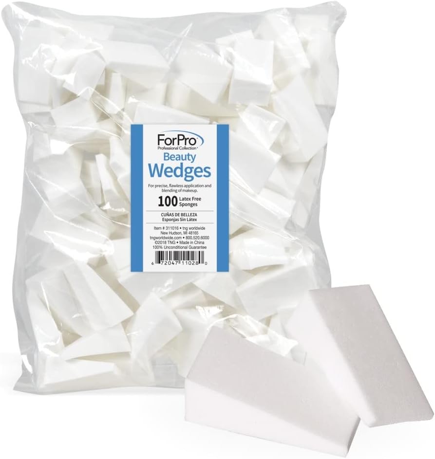 ForPro Güzellik Takozları, Lateks İçermeyen Köpük Süngerler, Pudra ve Sıvı Makyaj için Makyaj Karıştırıcıları, 100 Adet