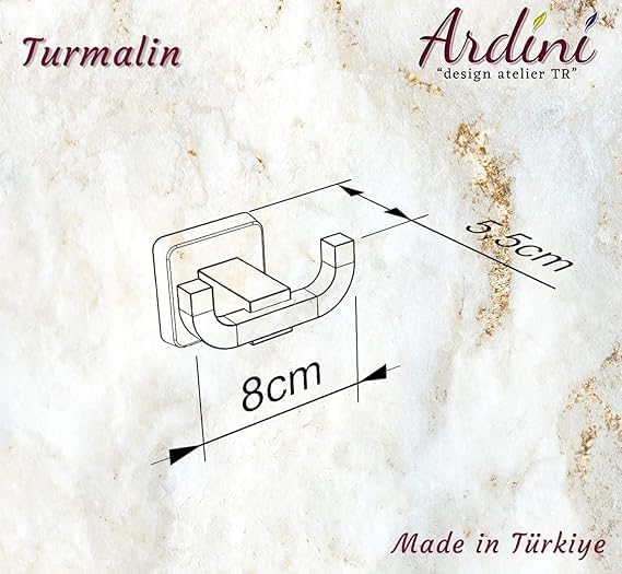 Turmalin İkili Metal Askılık Banyo Tuvalet Mutfak Bornozluk Havluluk Mat Siyah Ömür Boyu Paslanmaz