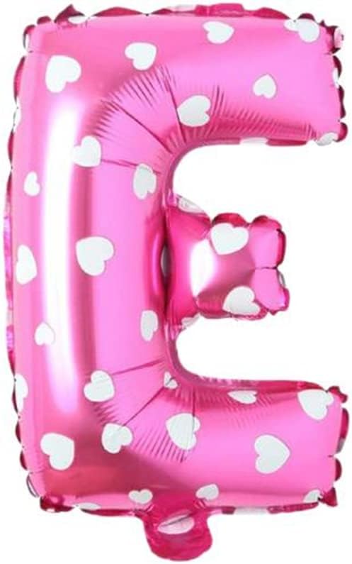 E Harfi 16 İnç Pembe Kalpli Renk Folyo Balon 36 CM (Pembe)