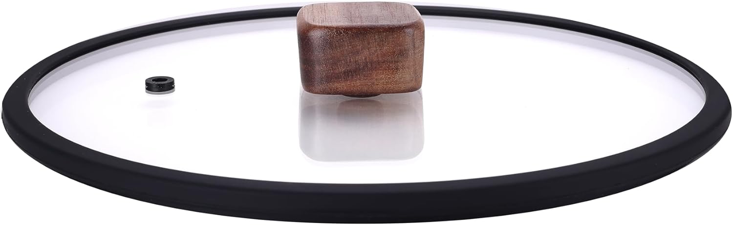 BIEN 20CM DÜZ SİLİKON ÇERÇEVELİ CAM KAPAK SİYAH