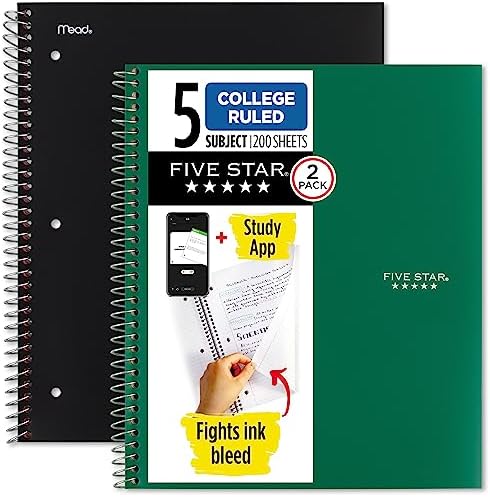 Star Spiral Defterler + Çalışma Uygulaması, 2'li Paket, 5 Konu, Kolej Çizgili Kağıt, 200 Yaprak, Mürekkep Kanaması ile Savaşır, Suya Dayanıklı Kapak, Siyah, Yeşil (820190)