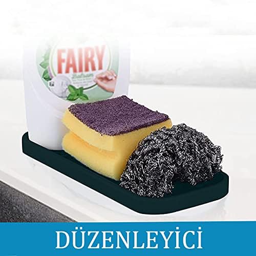 Silikon Sabunluk Yağdanlık Altlığı Organizer, Çok Amaçlı Sunumluk,Sıvı Sabun Standı 26X10 cm