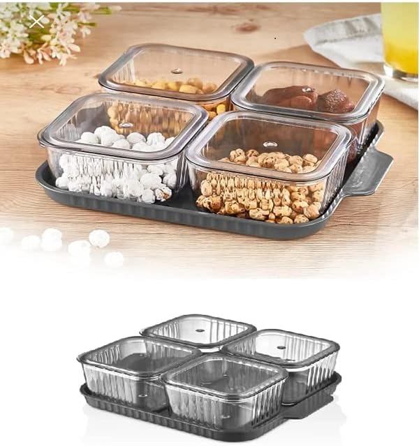 PELİDA 4 Bölmeli Kapaklı Kahvaltılık Seti Akrilik b