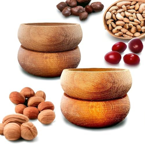 El Yapımı Akasya Ağacı 6’lı Ahşap Çerezlik ve Kahvaltılık Seti – 11 cm Yuvarlak Doğal Ahşap Sunum Kaseleri, Şık ve Fonksiyonel Mutfak Sunum Gereçleri (Yuvarlak)