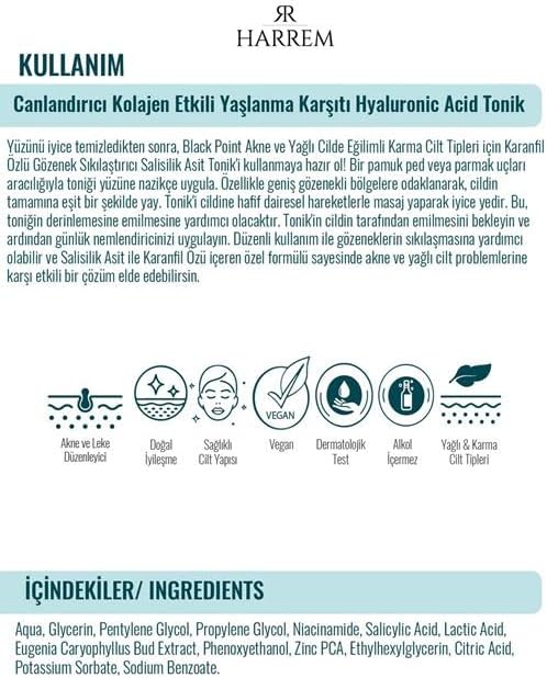Akneli&Yağlı Cilt Tipleri için Saliyclic Acid Gözenek Sıkılaştırıcı Tonik 200 ML Black P.int