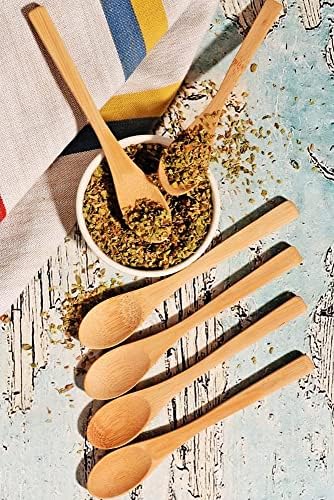 12 Adet Bambu Baharat Kaşığı ve Mama Kaşığı, Bambu Reçel Bal Kaşığı 12 Adet