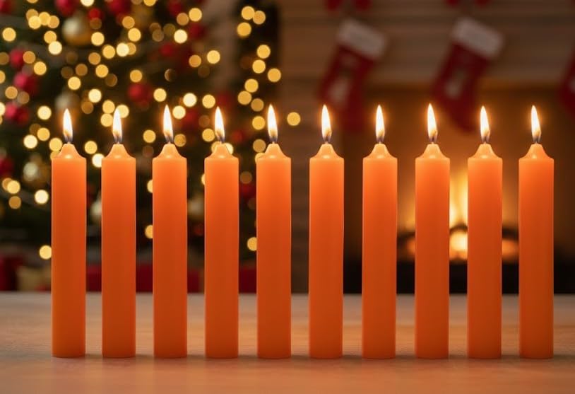 10’lu Turuncu Dilek Mumu Seti – Kaliteli ve Pürüzsüz Dış Yapılı, İçten Yanan Fitilli, Silindir Blok Tasarımlı, Dekoratif ve Ritüel Kullanımına Uygun Mumlar