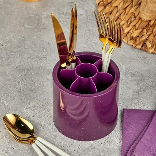 7 Bölmeli Simli Tasarımlı Diş Fırçalık Organizeri Ve Çatal Kaşıklık