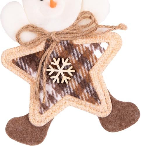 Yılbaşı Süsü Kardan Adam Yıldız Figürlü Kahverengi-Beyaz 13x17 Cm.