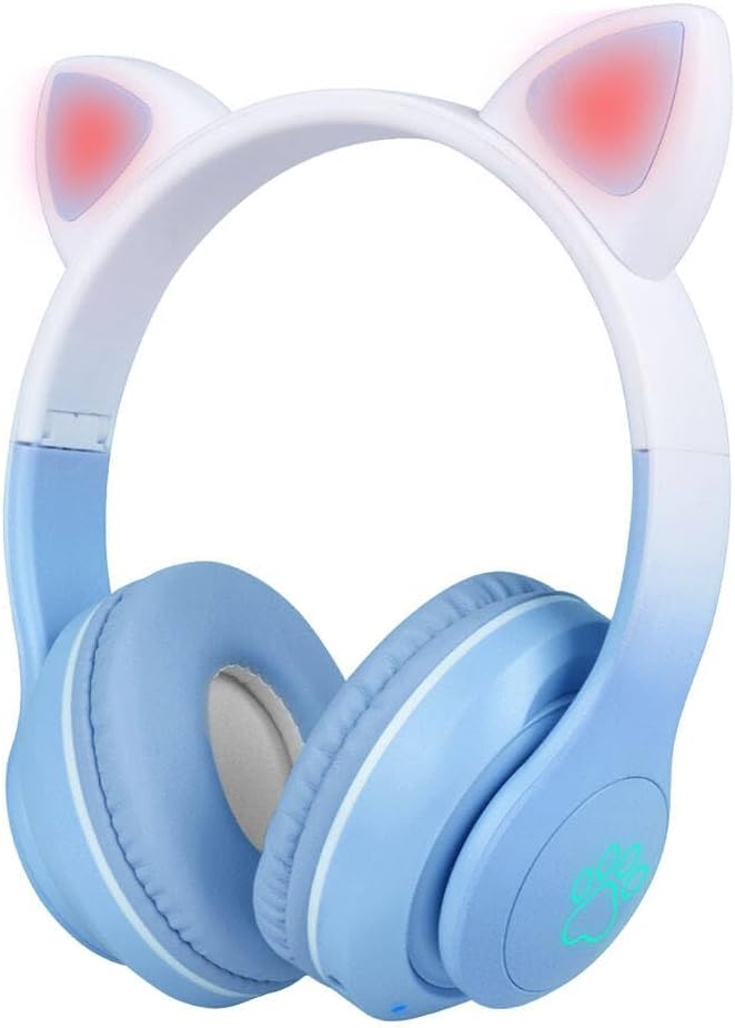 STN-28 Pro Kedi Kulaklı Tasarımlı RGB Işıklı Bluetooth Kulaklık Mavi