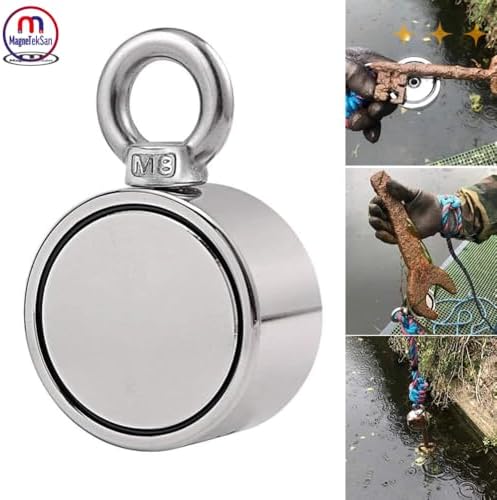 Çift Taraflı (Double Sided) Pot Mıknatıs Ø60 mm Fishing Magnet - 360° Çekim Gücü - 150-200 kg - Deniz Mıknatısı
