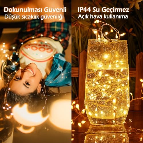 10 Metre SARI 100 LED Işıklar Işıkları 8 MOD RGB Işıkları USB SARI Renkli Işık Dize Işıkları Tel Fonksiyonlu Süsleme İnce Telli Aydınlatmalı Şerit Led Yılbaşı Işık Yılbaşı Süsü