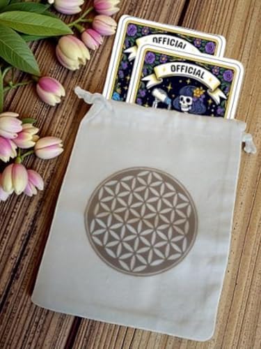 Tarot Arındırma Kesesi, Yaşam Çiçeği Bakır Bez Kese, 15x20cm, 2 Adet