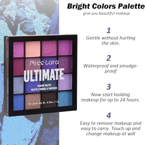 Aputue Göz Farı Paleti, 16 Renk Mat ve Parıltılı Göz Farı, Uzun Süreli Kalıcı Renkli Makyaj Paleti, Kadınlar ve Kızlar İçin Karıştırılabilir, Suya Dayanıklı Göz Farı Seti