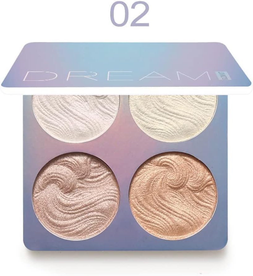Aputue Fosforlu Makyaj Paleti, 4 Renk Işıl Işıl Parlak Highlighter, Uzun Süre Dayanıklı Su Geçirmez Işıltılı Highlighter, Yüz Aydınlatıcı Makyaj Paleti, Cilt Tonu ve Yüz Hatlarını Aydınlatmak İçin
