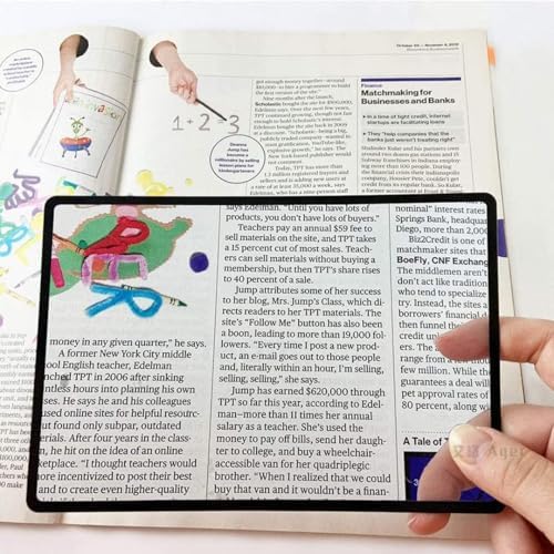 3 x büyütme okuma büyüteci, tüm sayfalar için büyüteç, Lens Büyüteç, Yaşlılar, Okuma, Kitaplar, Haritalar için, (180 × 120 mm), 1 Adet,