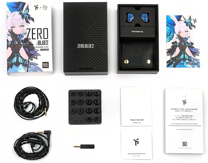 x Crinacle Zero: BLUE2 Çift Dinamik Sürücülü Kulak İçi Kulaklık, Çıkarılabilir Kablo (3,5 mm + mikrofon kablosu)