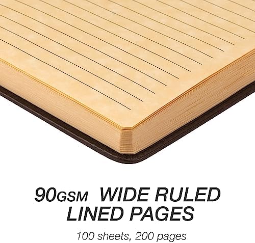 Ciltli Defter, 200 Çizgili Defter Sayfaları, Kahverengi, 13,25 x 20,25 cm