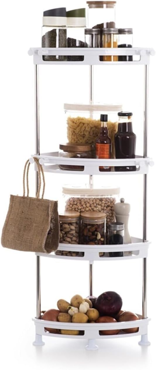 4 Katlı Köşe Raf, Beyaz