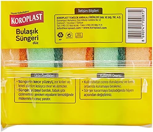 Çift Taraflı Düz Bulaşık Süngeri 5'li, Çizik & İz Bırakmaz, Yağ ve Leke Giderici Pratik Temizlik Süngeri, Tava, Tencere, Tabak, Bardak, Çatal, Bıçak, Ocak, Tezgah, Cam & Seramik Yüzeyler