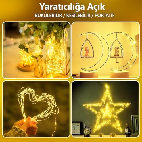 5 Metre SARI 50 LED Işıklar Işıkları 8 MOD RGB Işıkları USB SARI Renkli Işık Dize Işıkları Tel Fonksiyonlu Süsleme İnce Telli Aydınlatmalı Şerit Led Yılbaşı Işık Yılbaşı Süsü