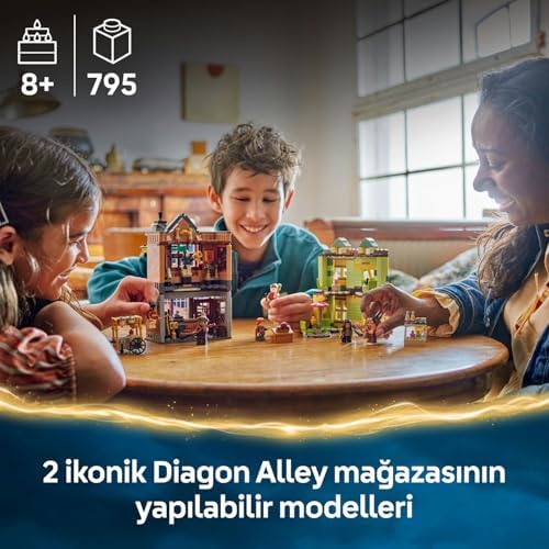Potter Kaliteli Quidditch Malzemeleri ve Dondurma Salonu 76452-8 Yaş ve Üzeri Çocuklar için Diagon Yolu Dükkanlarını İçeren Yaratıcı Oyuncak Yapım Seti, Doğum Günü Hediyesi (795 Parça)