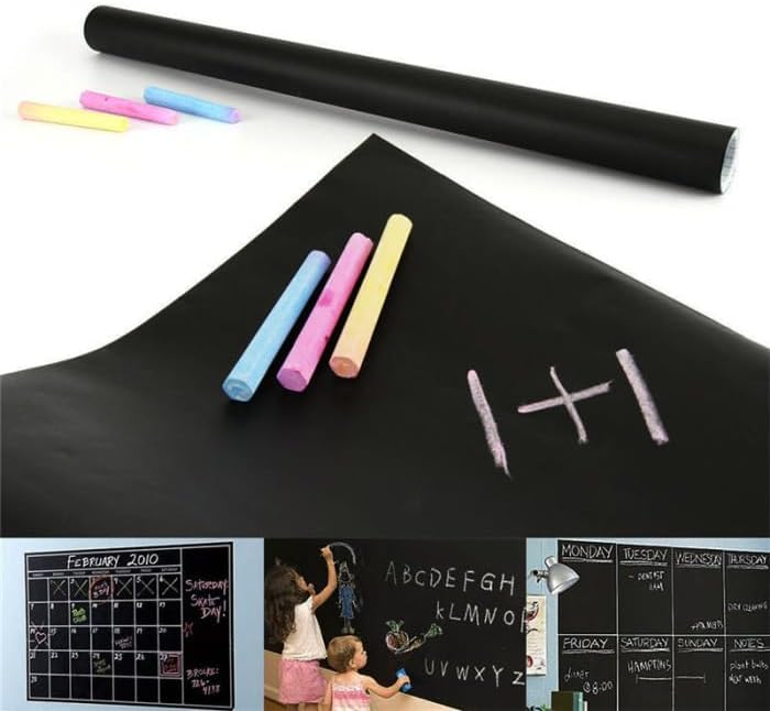 Büyük Boy Yapışkanlı Kara Tahta Tebeşir Hediyeli 100x30cm