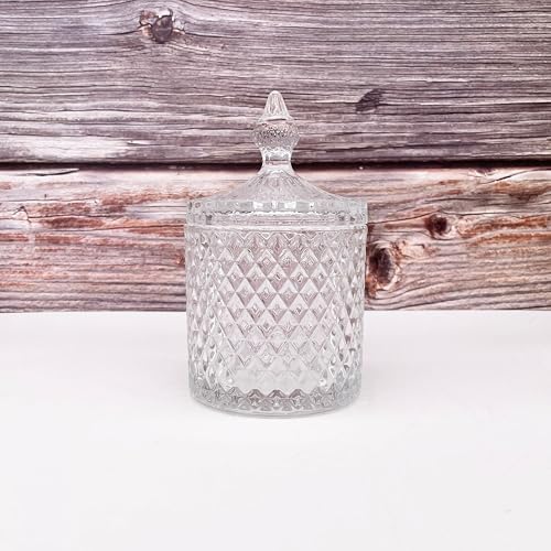 Kristal Cam Şekerlik, Desenli Kapaklı Dekoratif Saklama Kabı
